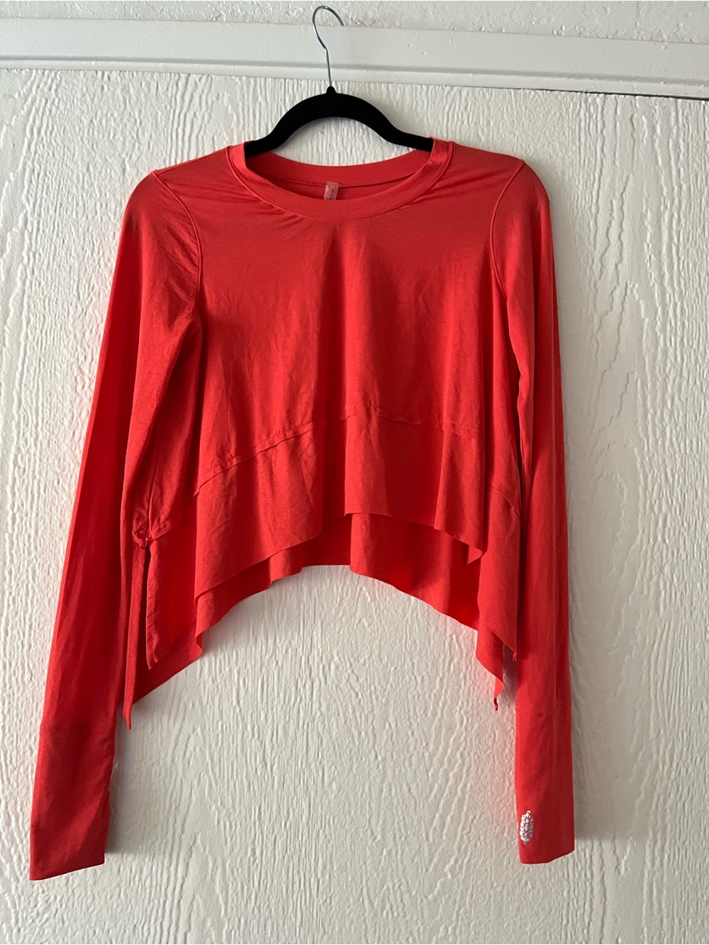 FP Movement by Free People Red Layered High-Low Long Sleeve Crop Top